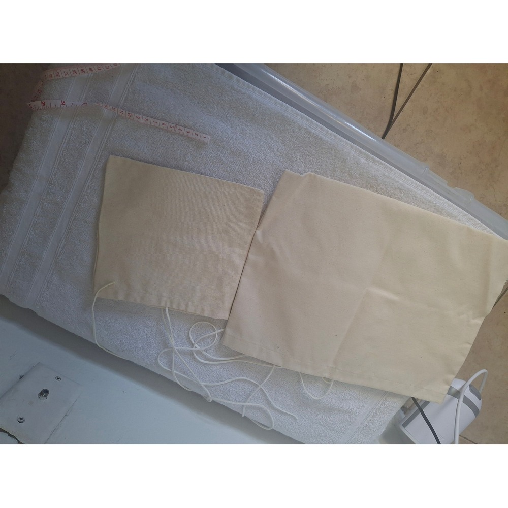 Kanomi Canvas Drawstring Dust Bags Set of 2 Cream Storage Pouches Small Large - Picture 8 of 8